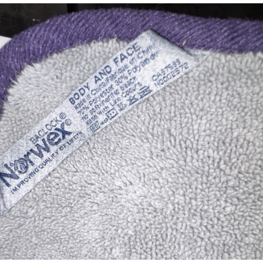 Norwex Ultra Body & Face Washcloths Set of 2 Gray with Purple Trim New